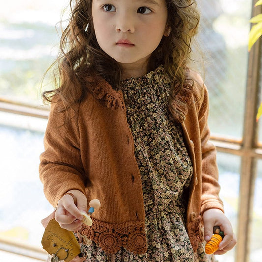カーディガン・パーカー キッズカーディガン 裾レースニットカーディガンジャケット【mh0009059】