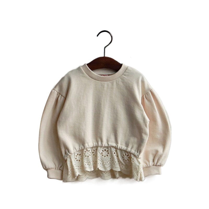 トレーナー・フーディ キッズトップス 裾レースペプラムドッキング長袖スウェットシャツ【mh0009061】