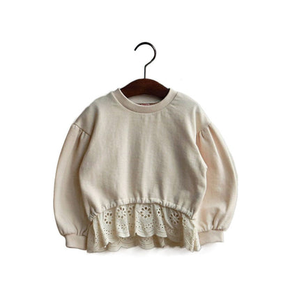 トレーナー・フーディ キッズトップス 裾レースペプラムドッキング長袖スウェットシャツ【mh0009061】