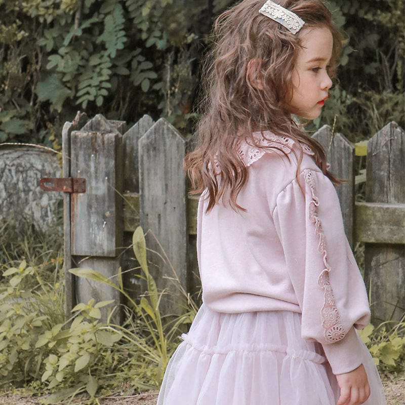 トレーナー・フーディ キッズトップス レースフリル長袖スウェットシャツ【mh0009065】