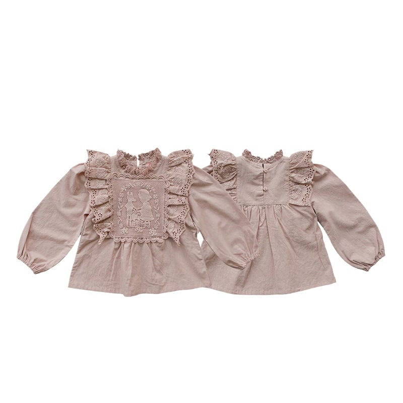 長袖シャツ・ブラウス キッズトップス クロシェビブフリルドッキング長袖ブラウス【mh0009066】