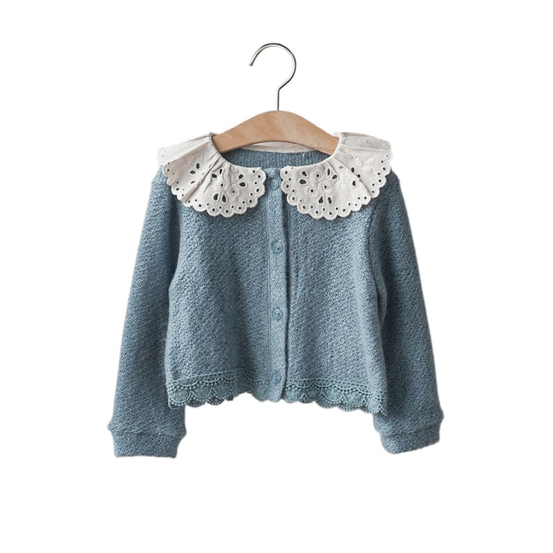 カーディガン・パーカー キッズカーディガン レース襟ニットカーディガンジャケット【mh0009067】