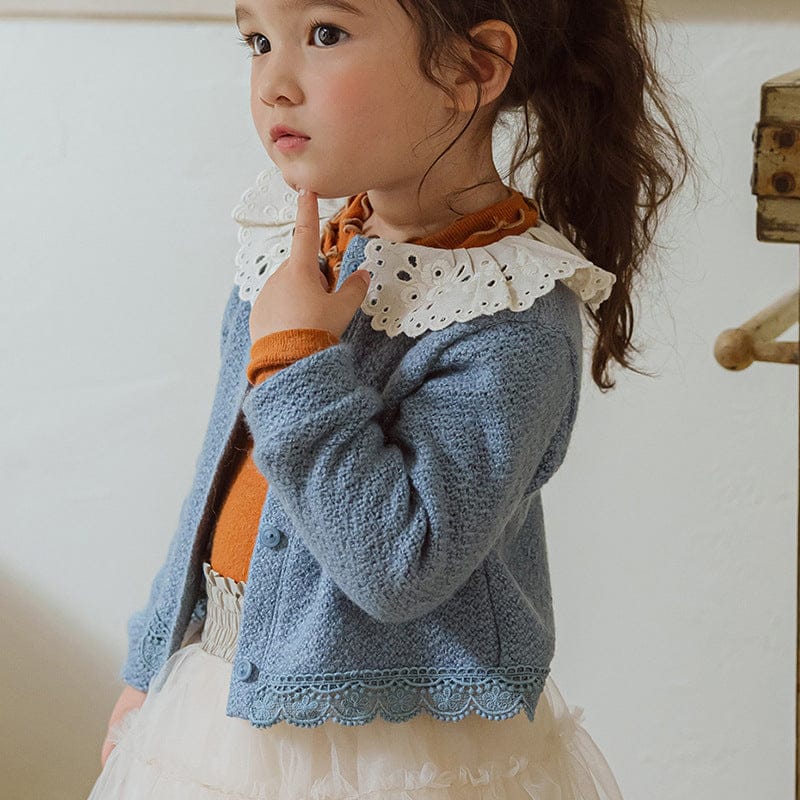 カーディガン・パーカー キッズカーディガン レース襟ニットカーディガンジャケット【mh0009067】