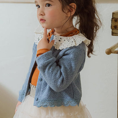 カーディガン・パーカー キッズカーディガン レース襟ニットカーディガンジャケット【mh0009067】