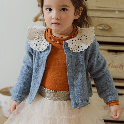 カーディガン・パーカー キッズカーディガン レース襟ニットカーディガンジャケット【mh0009067】