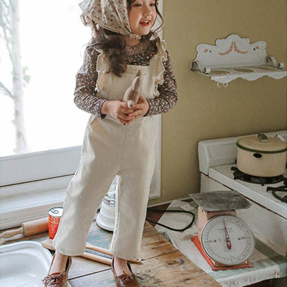 オーバーオール キッズオーバーオール デニムフリルサスペンダージャンプスーツサロペット【mh0009069】