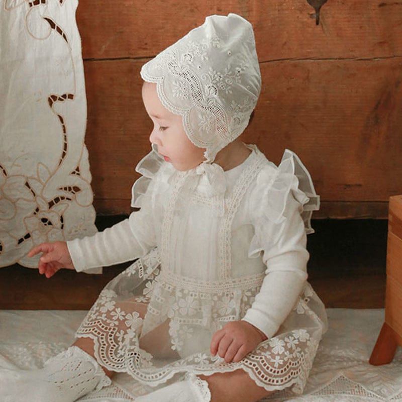 ノースリーブワンピース キッズトップス シアーレースエプロンドレス重ね着チュニックブラウス【mh0009070】