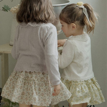 カーディガン・パーカー キッズカーディガン レース襟長袖ニットカーディガン【mh0009073】