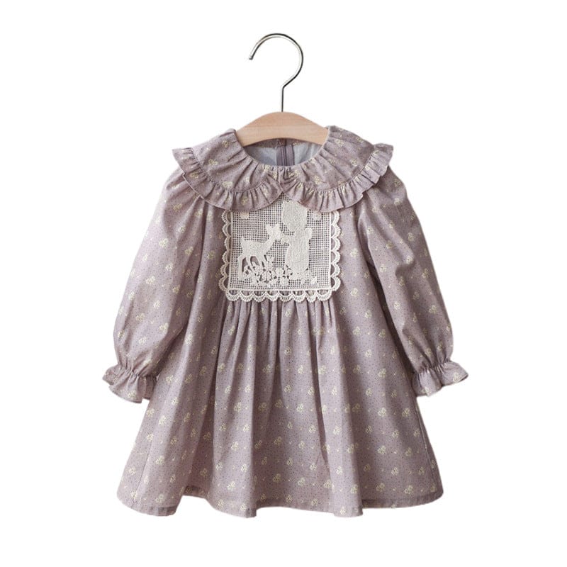 長袖ワンピース キッズワンピース クロシェビブフリルドッキング長袖ワンピース【mh0009079】