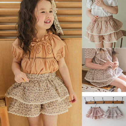 スカート フラワープリントティアードケーキスカート【mh0009627】