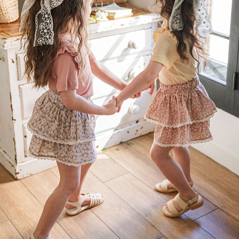 スカート フラワープリントティアードケーキスカート【mh0009627】