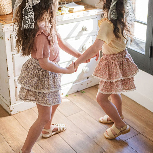 スカート フラワープリントティアードケーキスカート【mh0009627】