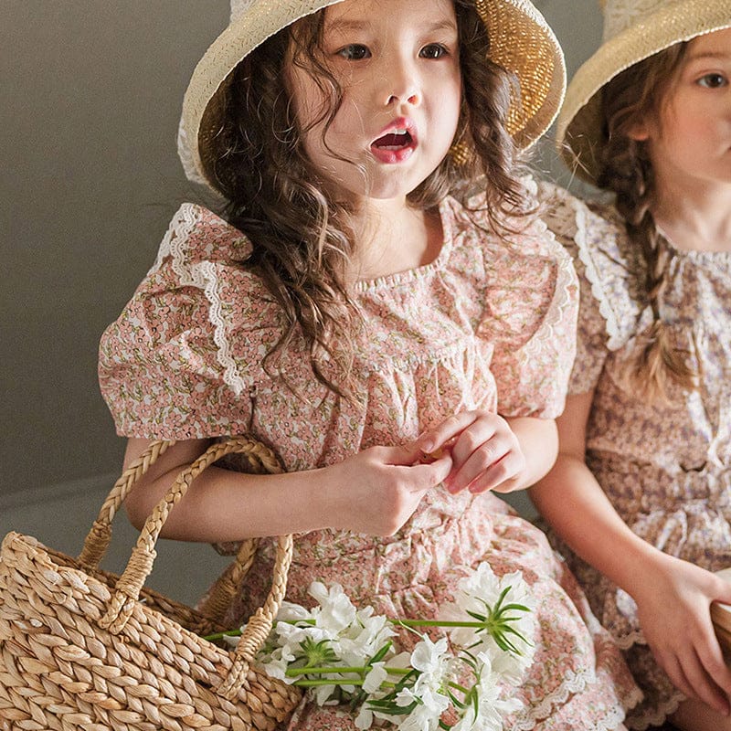 半袖シャツ・ブラウス フラワープリントバタフライフリル半袖パフスリーブブラウス【mh0009628】