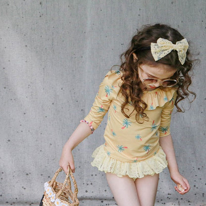 ベビー用水着 ガールズ水着 ラッフルフリルレース長袖セパレート スイムウェア【mh0009630】