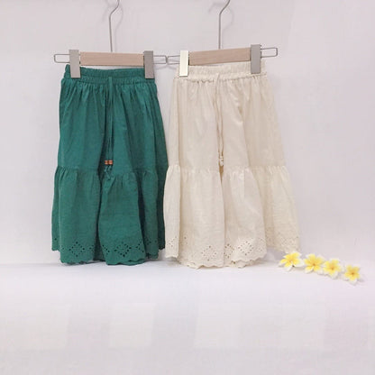 ロングパンツ・スウェットパンツ スカラップレースワイドルーズクロップドパンツガウチョパンツ【mh0009633】