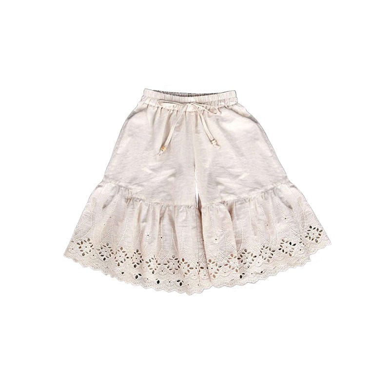 ロングパンツ・スウェットパンツ スカラップレースワイドルーズクロップドパンツガウチョパンツ【mh0009633】