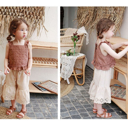 ロングパンツ・スウェットパンツ スカラップレースワイドルーズクロップドパンツガウチョパンツ【mh0009633】