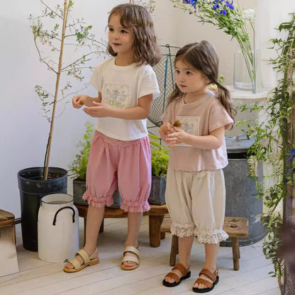 ハーフパンツ・ショートパンツ レースガーリーカプリパンツ【mh0009636】