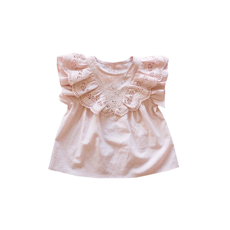 タンクトップ・キャミソール・ノースリーブトップス スカラップレースフリルスリーブブラウス【mh0009648】