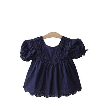 半袖シャツ・ブラウス レースフリル半袖パフスリーブチュニックブラウス【mh0009650】