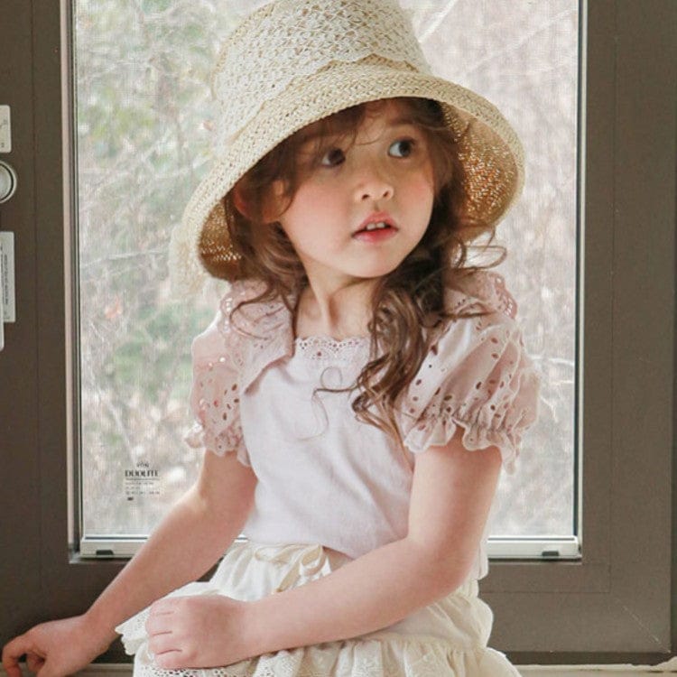 半袖シャツ・ブラウス レース半袖パフスリーブブラウス【mh0009652】