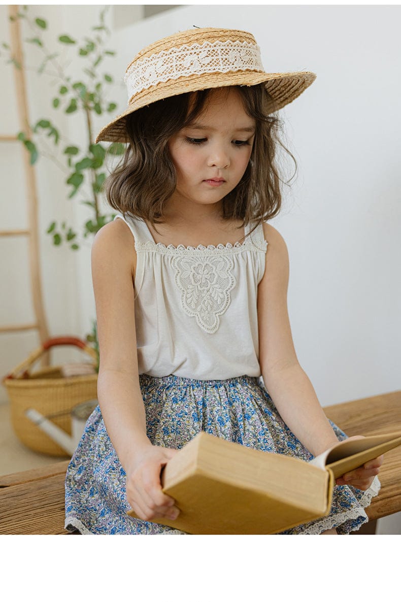 スカート フラワープリント裾レースパンツインスカート【mh0010273】