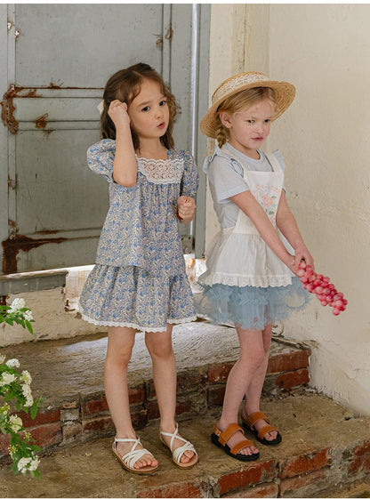 スカート フラワープリント裾レースパンツインスカート【mh0010273】