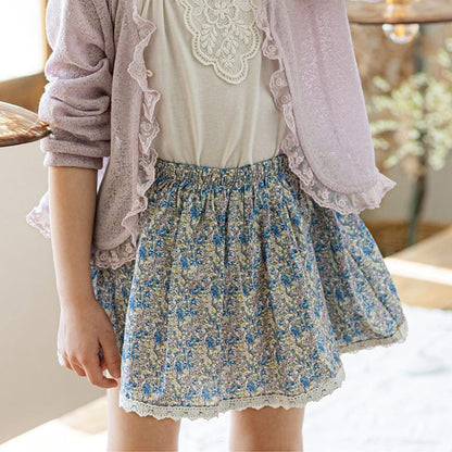 スカート フラワープリント裾レースパンツインスカート【mh0010273】