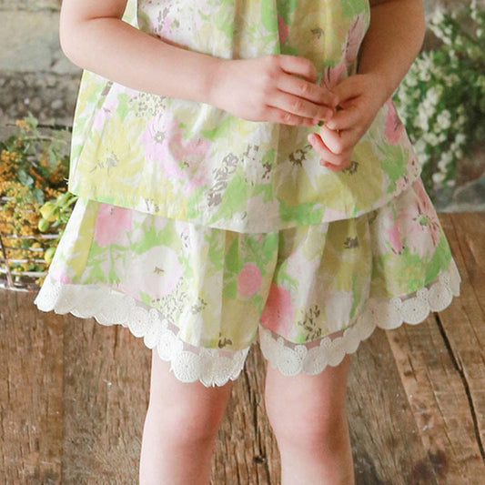 ハーフパンツ・ショートパンツ フラワープリントレトロフレアショートパンツ【mh0010280】