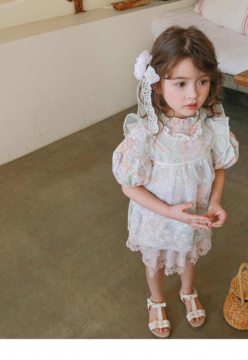 タンクトップ・キャミソール・ノースリーブトップス 刺繍レース重ね着シアーブラウス【mh0010285】