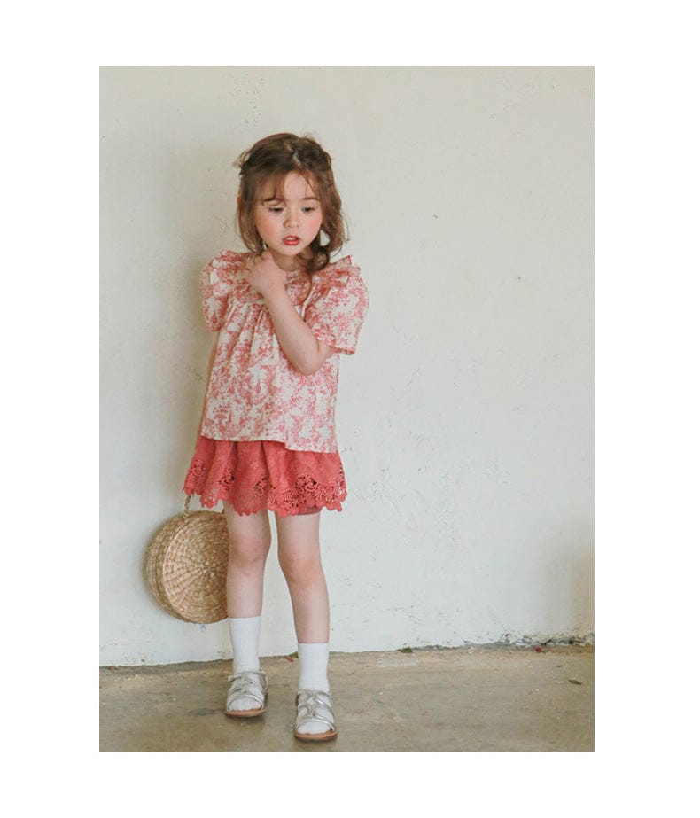 半袖シャツ・ブラウス フリルショルダー半袖パフスリーブブラウス【mh0010289】