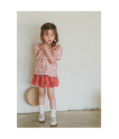 半袖シャツ・ブラウス フリルショルダー半袖パフスリーブブラウス【mh0010289】