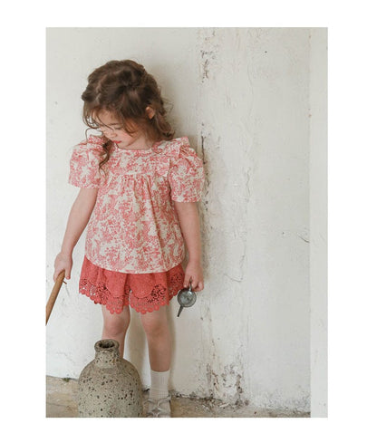 半袖シャツ・ブラウス フリルショルダー半袖パフスリーブブラウス【mh0010289】