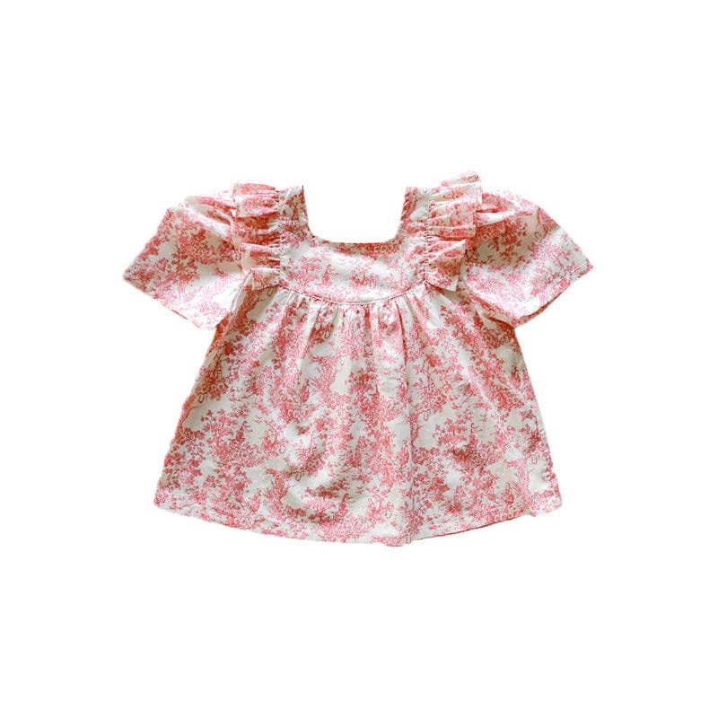 半袖シャツ・ブラウス フリルショルダー半袖パフスリーブブラウス【mh0010289】