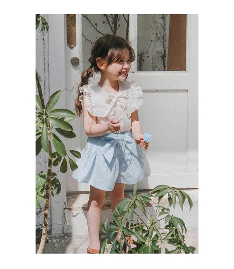 タンクトップ・キャミソール・ノースリーブトップス リボンビッグ襟ノースリーブブラウス【mh0010292】