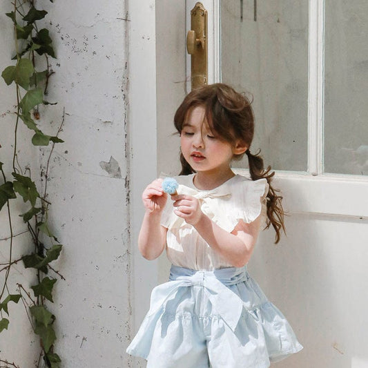 タンクトップ・キャミソール・ノースリーブトップス リボンビッグ襟ノースリーブブラウス【mh0010292】