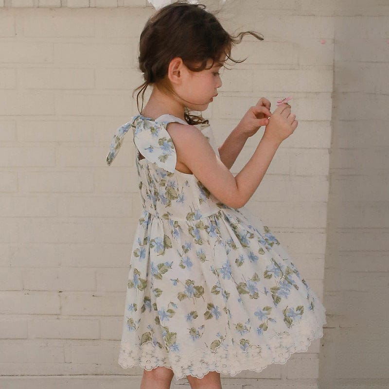 ノースリーブワンピース フラワープリントバックリボンノースリーブワンピース【mh0010295】