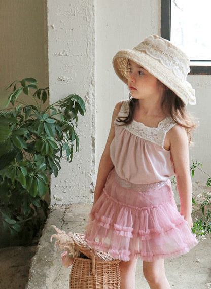 タンクトップ・キャミソール・ノースリーブトップス レースエッジノースリーブスクエアネックトップス【mh0010297】