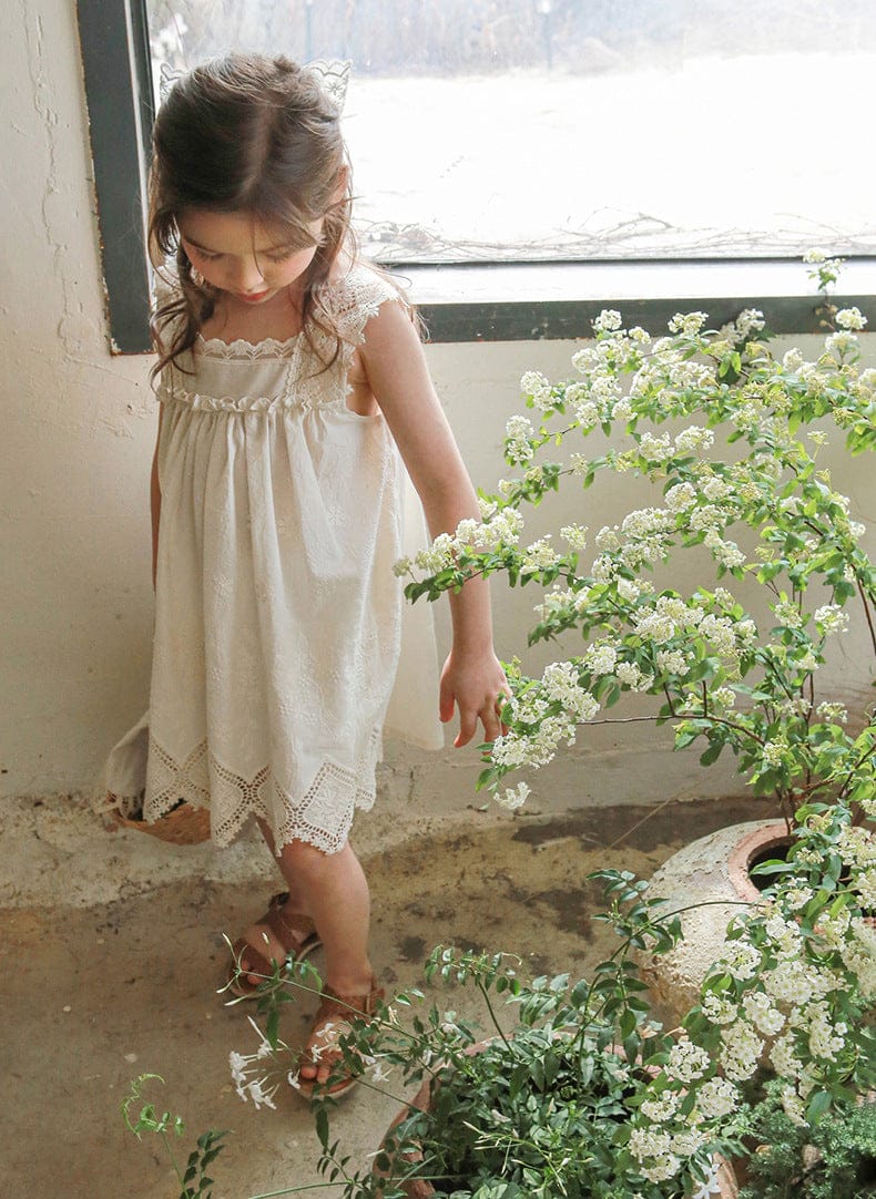 ノースリーブワンピース スカラップレースキャミソールワンピース【mh0010298】