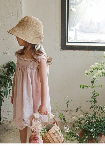 ノースリーブワンピース スカラップレースキャミソールワンピース【mh0010298】