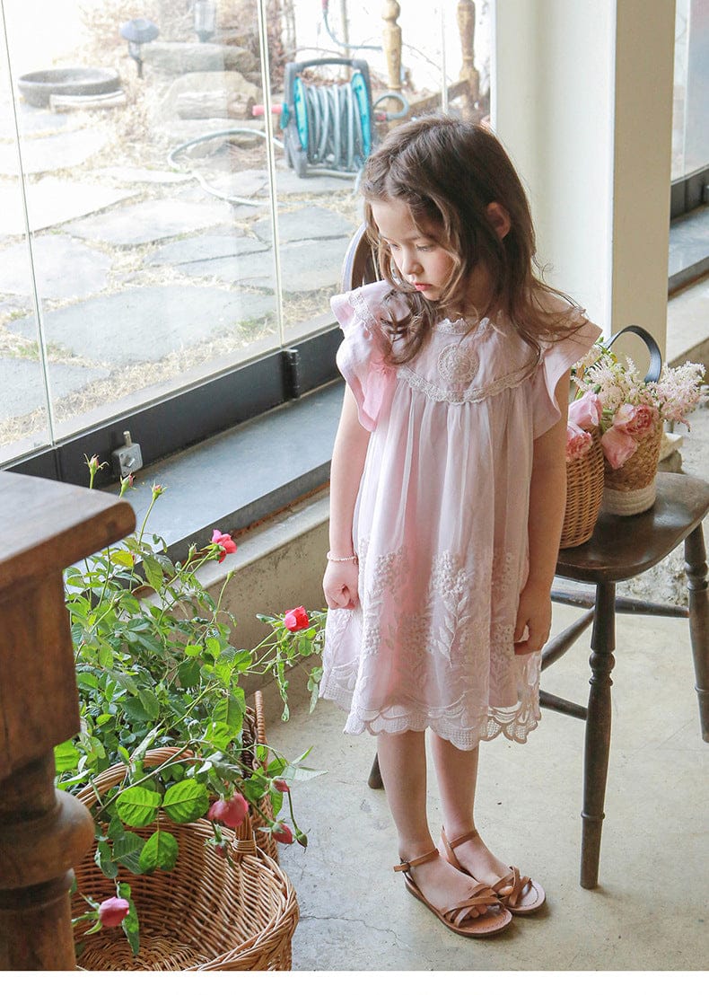 ノースリーブワンピース 刺繍レース重ね着シアーワンピース【mh0010300】