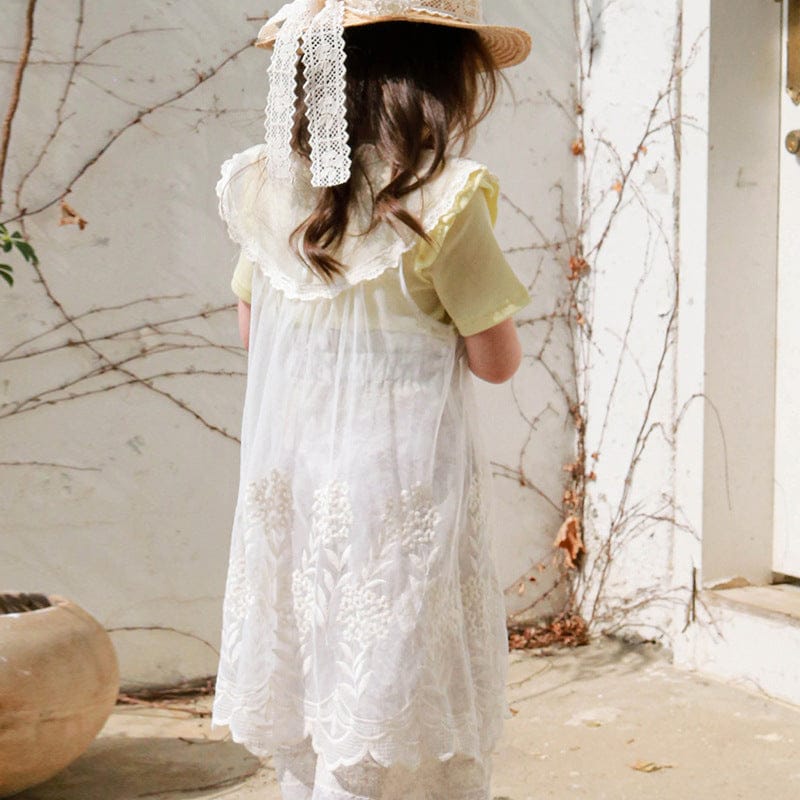 ノースリーブワンピース 刺繍レース重ね着シアーワンピース【mh0010300】