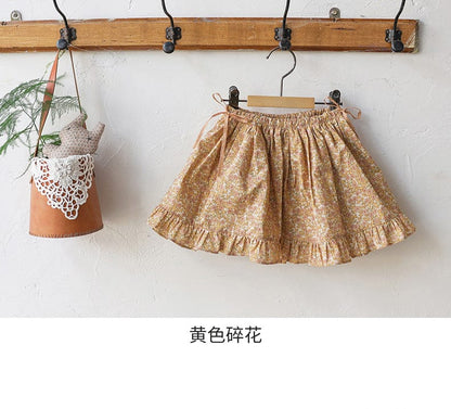 スカート 小花柄フリルフレアスカートウエストリボン【mh0010820】