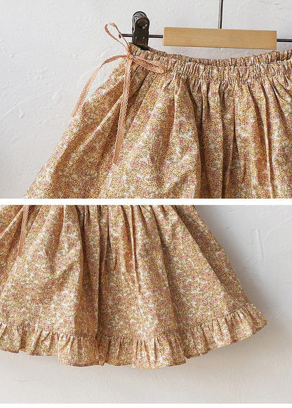 スカート 小花柄フリルフレアスカートウエストリボン【mh0010820】