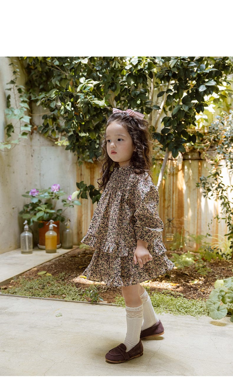 スカート 小花柄フリルフレアスカートウエストリボン【mh0010820】