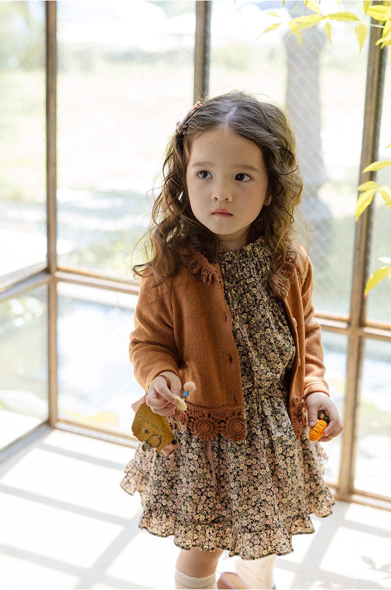 スカート 小花柄フリルフレアスカートウエストリボン【mh0010820】