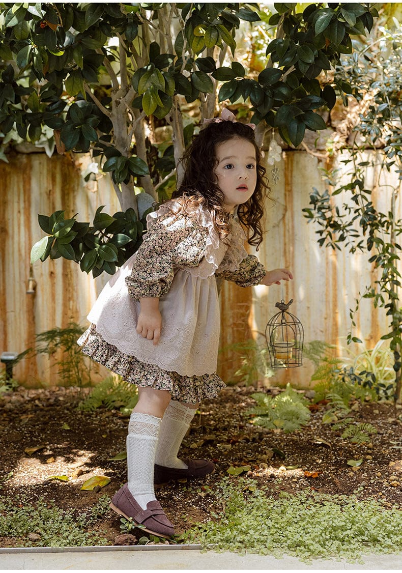 スカート 小花柄フリルフレアスカートウエストリボン【mh0010820】