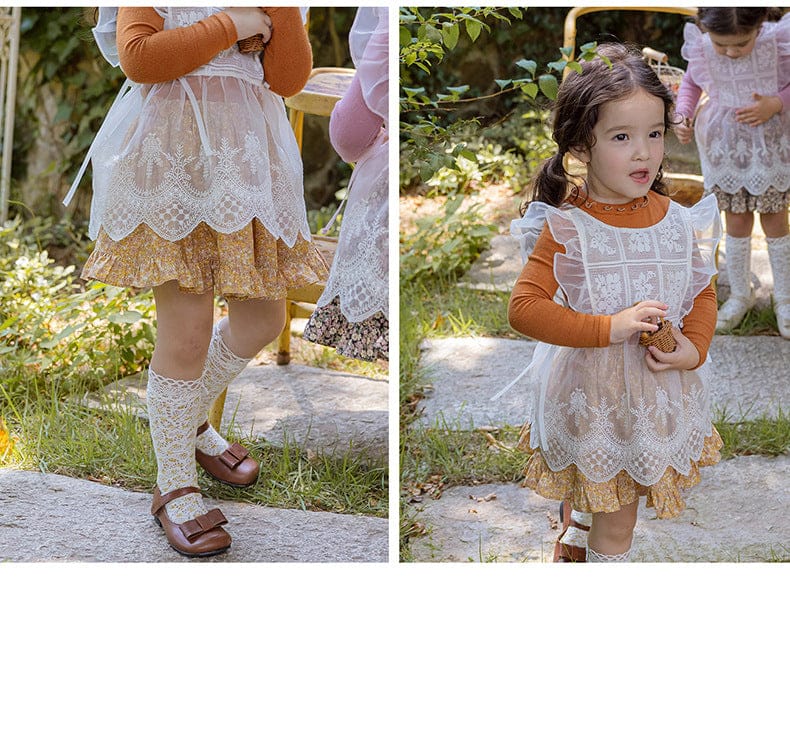 スカート 小花柄フリルフレアスカートウエストリボン【mh0010820】