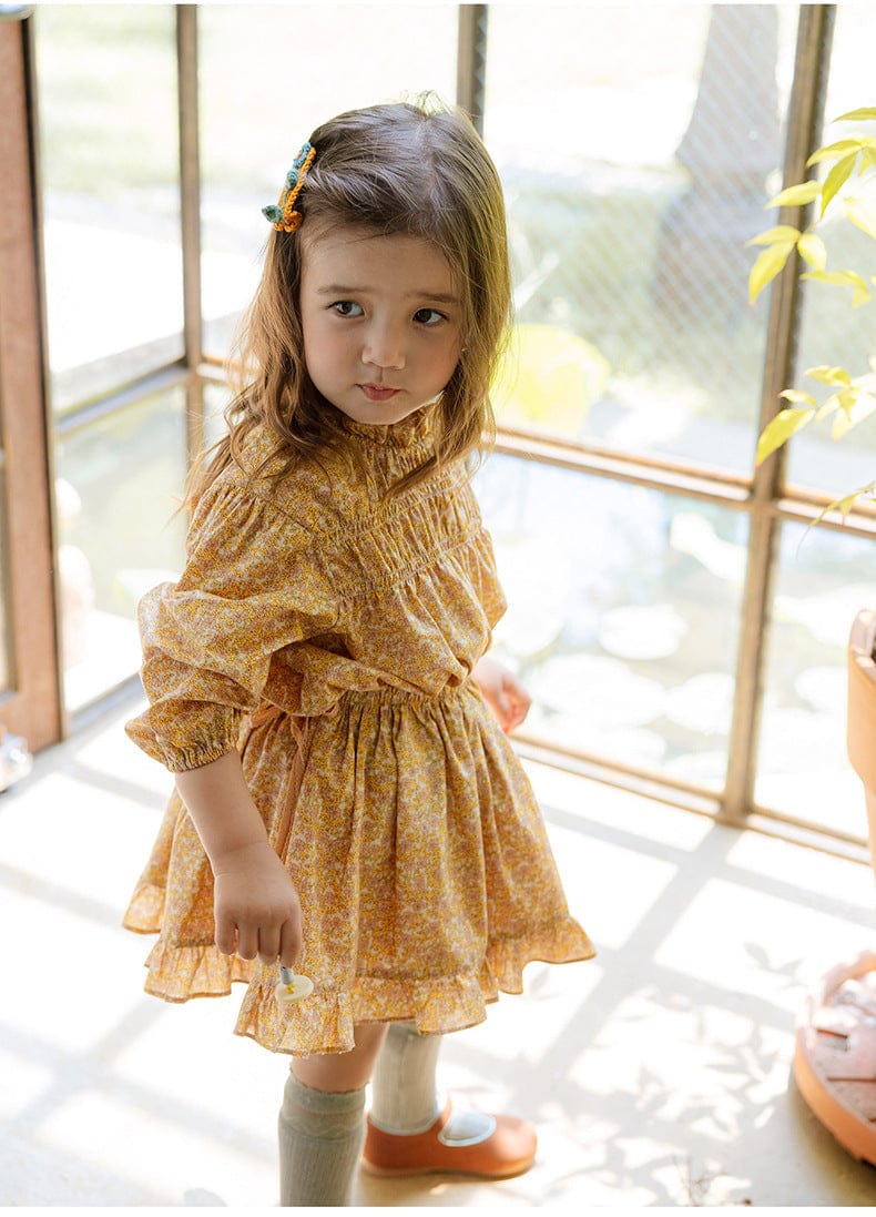 スカート 小花柄フリルフレアスカートウエストリボン【mh0010820】