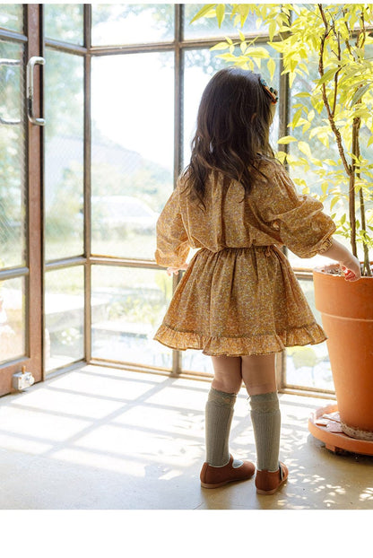 スカート 小花柄フリルフレアスカートウエストリボン【mh0010820】